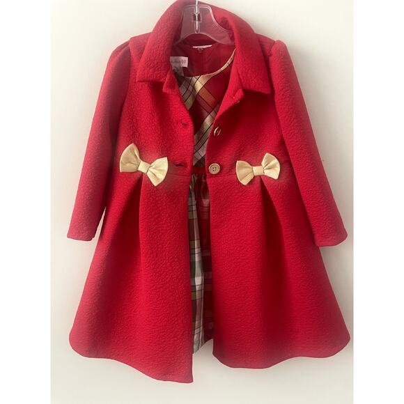 Bonnie Jean Other - Bonnie Jean Plaid Holiday Dress with Red Coat Sz 4T